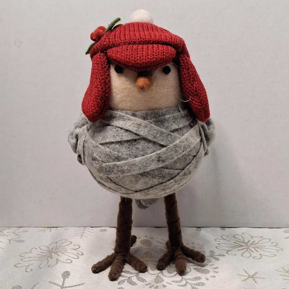 Winter Bird Figurine Decoration Red Hat & Gray Scarf Decor Target Wondership